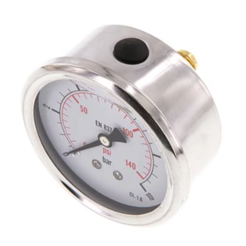 Fémházas glicerines manométer hátsó 63 mm, -1 - 0 bar, G1/4" vákuum