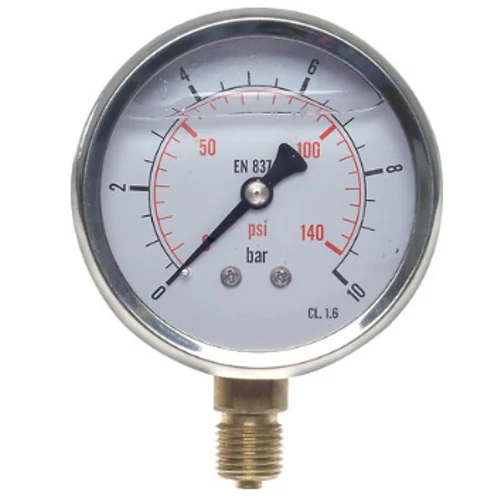 Fémházas glicerines manométer alsó 63 mm, 0 - 1,6 bar, G1/4"