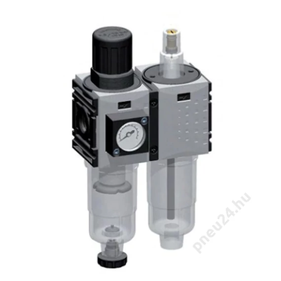 Szűrő szabályozó + olajozó manométerrel 1/4" - 1000 liter/perc
